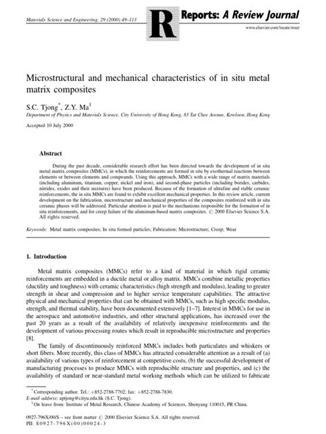 Microstructural and mechanical characteristics of in situ metal 